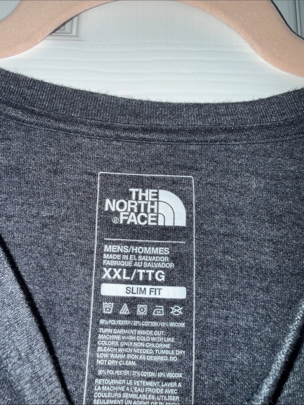 The North Face Men's Heather Gray Logo Tee with Subtle Red Accents